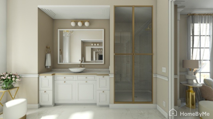 A beautiful example of an open Glam bathroom with a luxury shower