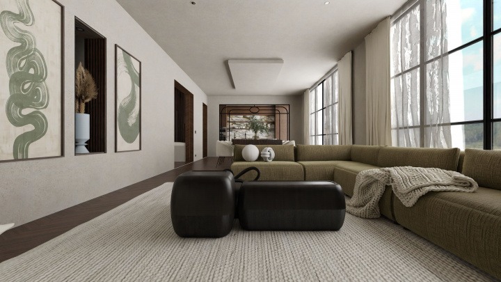 Wabi Sabi Living Room with green tones
